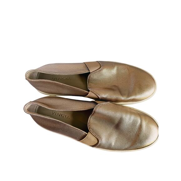 Vince Blair Perforated Leather Slip-On Sneakers Size 6 Gold - Picture 9 of 13